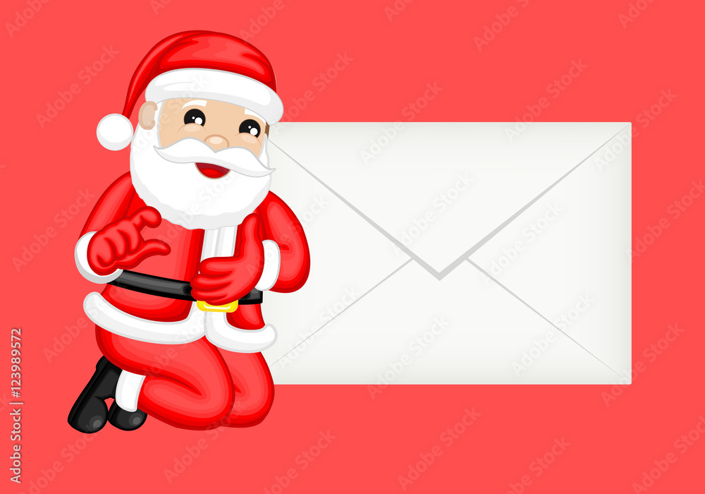 Santa with Newsletter Vector Concept Santa with Newsletter Vector Concept