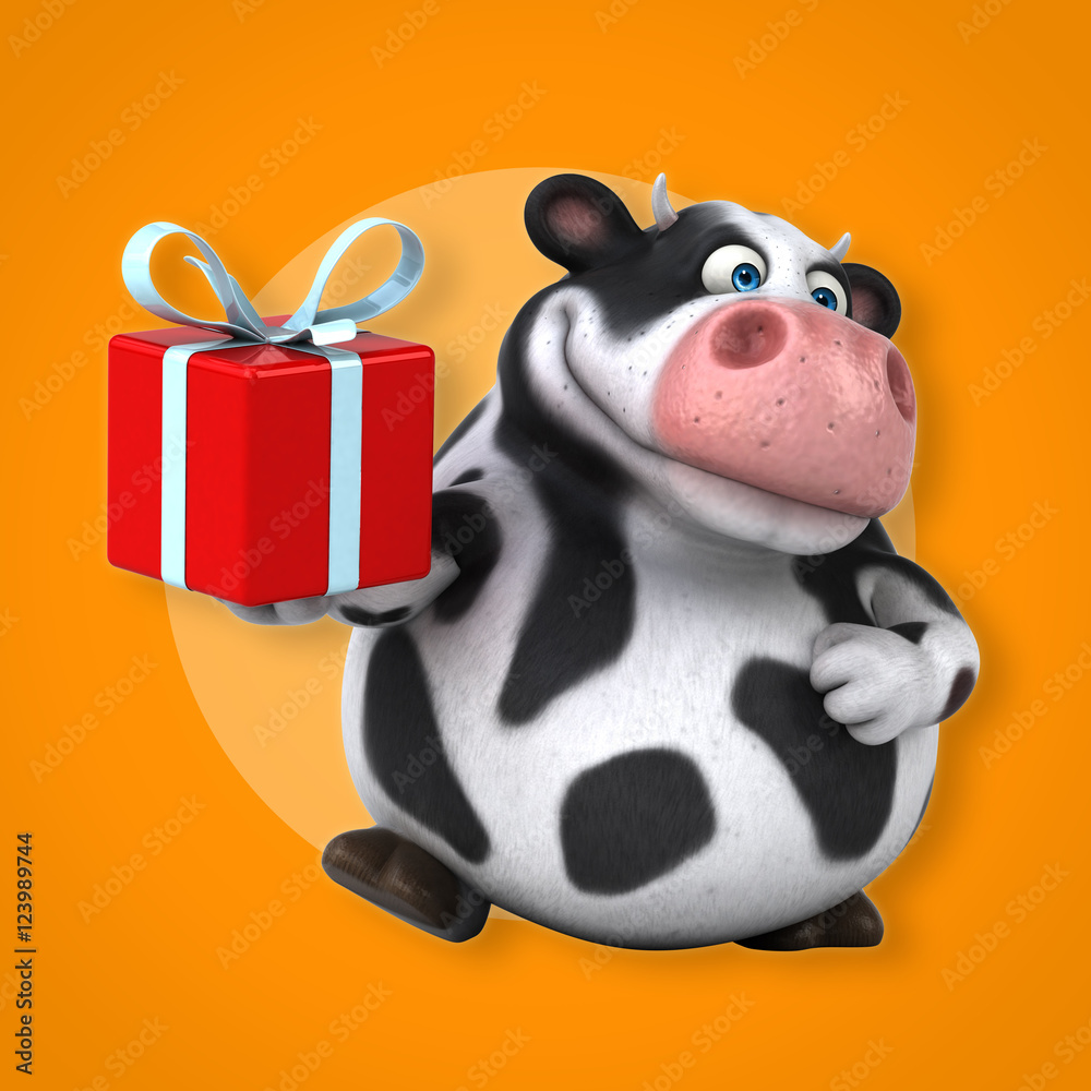 Naklejka premium Fun cow - 3D Illustration