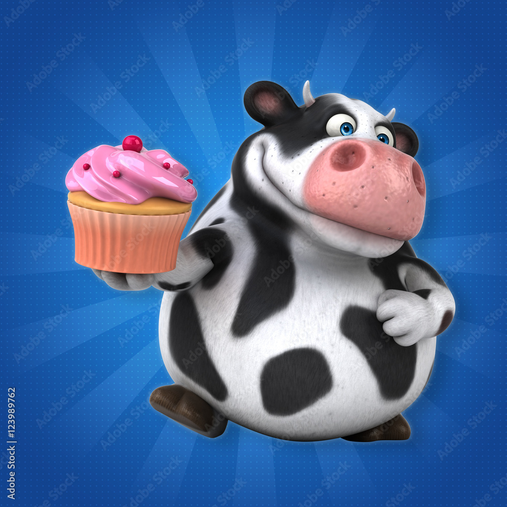 Naklejka premium Fun cow - 3D Illustration