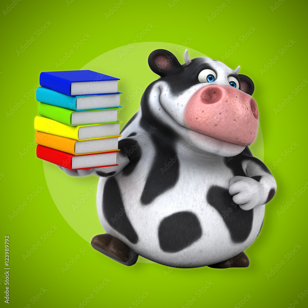 Naklejka premium Fun cow - 3D Illustration