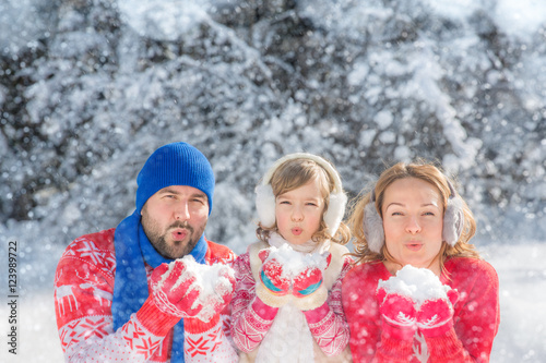 Family in winter park