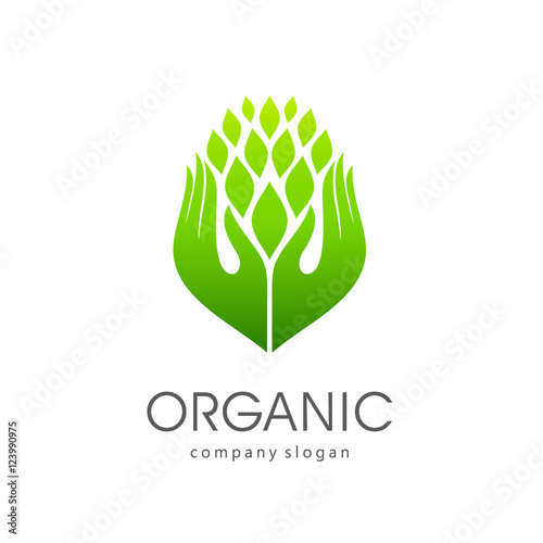 Logo template for organic and natural products, healthy lifestyle
