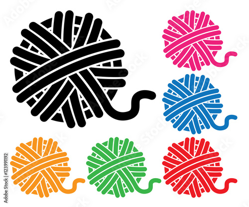 vector set of yarn ball icons