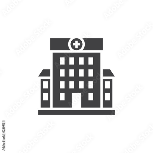 Hospital symbol. clinic building icon vector, solid logo illustration, pictogram isolated on white