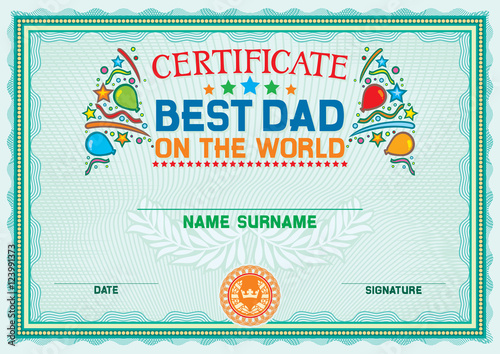 best dad (father) on the world certificate