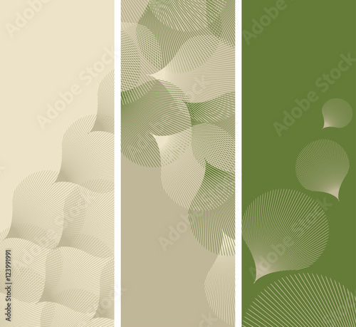 bookmarks with graphic petals patterns in green and ivory