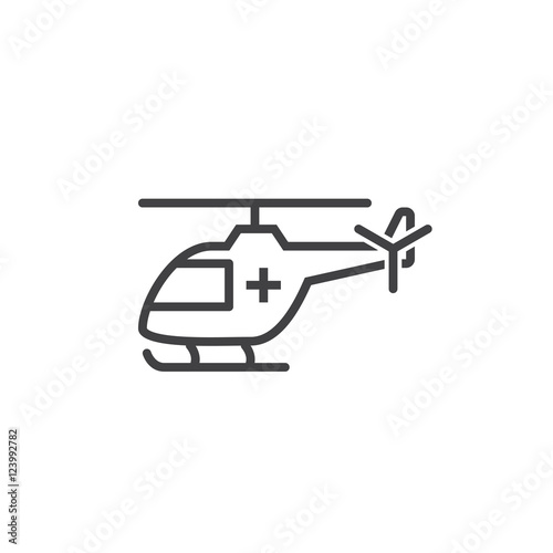Fototapeta Naklejka Na Ścianę i Meble -  Air Ambulance symbol. helicopter line icon, outline vector logo illustration, linear pictogram isolated on white