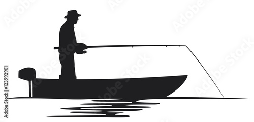 fisherman in a boat silhouette