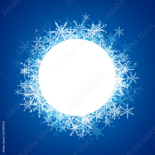 Blue winter background with snowflakes.