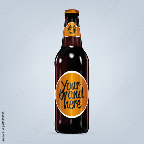 Realistic isolated blank bottle of beer