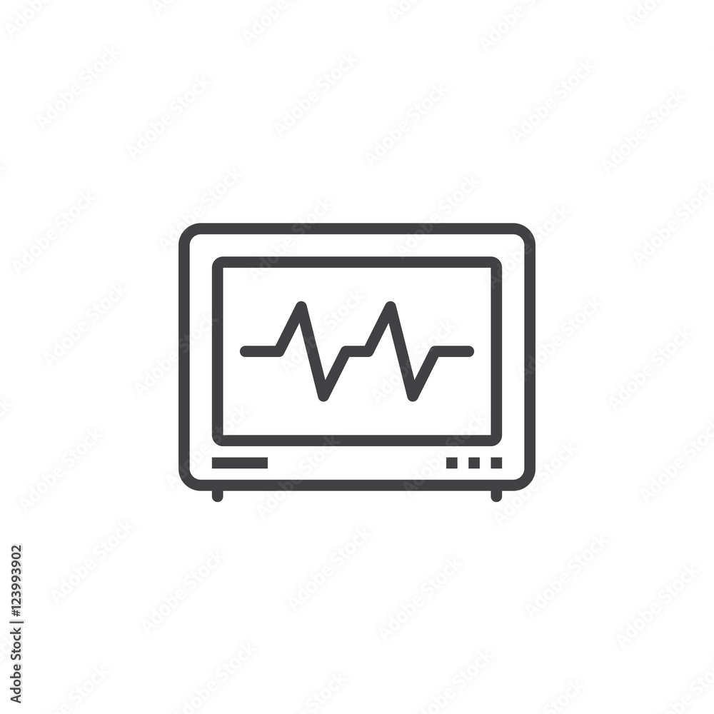 Electrocardiogram, ECG line icon, outline vector logo illustration, linear pictogram isolated on white