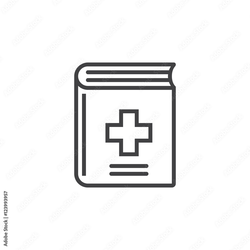 Medical records book line icon, outline vector logo illustration, linear pictogram isolated on white Medical records book line icon, outline vector logo illustration, linear pictogram isolated on white