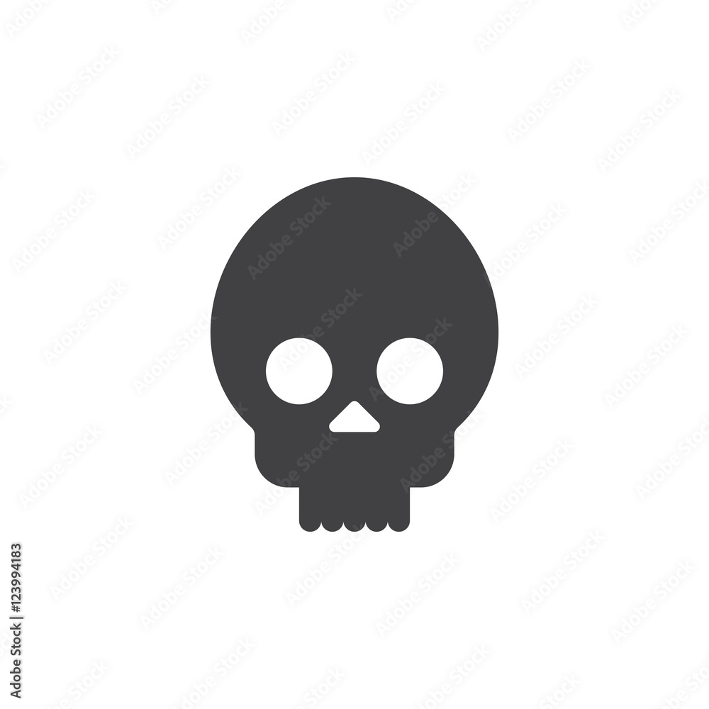 skull, cranium icon vector, solid logo illustration, pictogram isolated on white