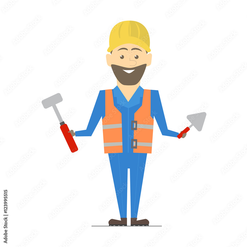 Builder man working. Architecture vector construction work Builder man working. Architecture vector construction work