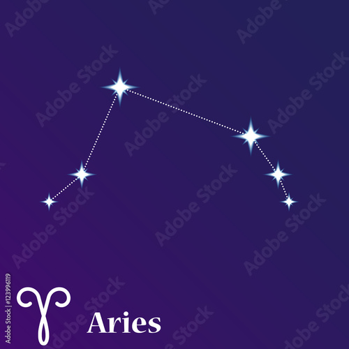 Aries zodiacal constellation vector illustration, horoscope symbol, sign of the zodiac