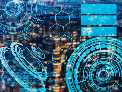 cyber hud used as electronic and futuristic touch interface on c