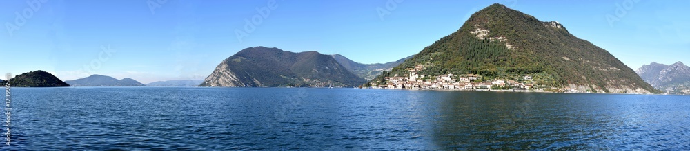 Panoramic view of Monte Isola and Lake Iseo - Brescia - Italy