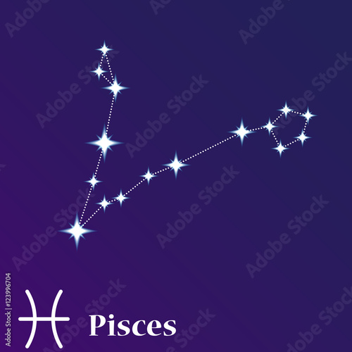 Pisces zodiacal constellation vector illustration, horoscope symbol, sign of the zodiac