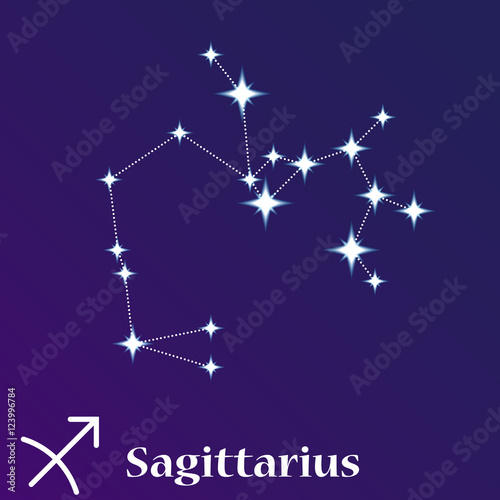 Sagittarius zodiacal constellation vector illustration, horoscope symbol, sign of the zodiac