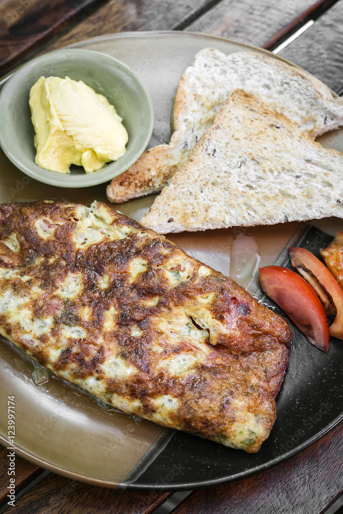 omelet omelette with toast simple breakfast set