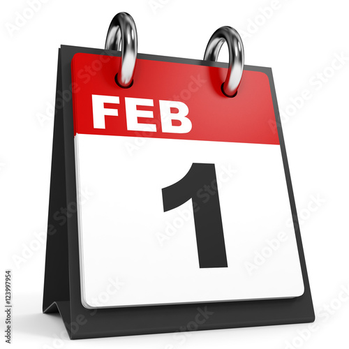 February 1. Calendar on white background.