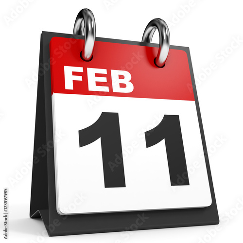 February 11. Calendar on white background.