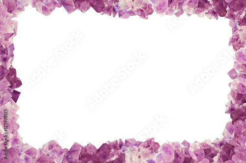 Frame with many stones Amethyst, border center isilated Backgro