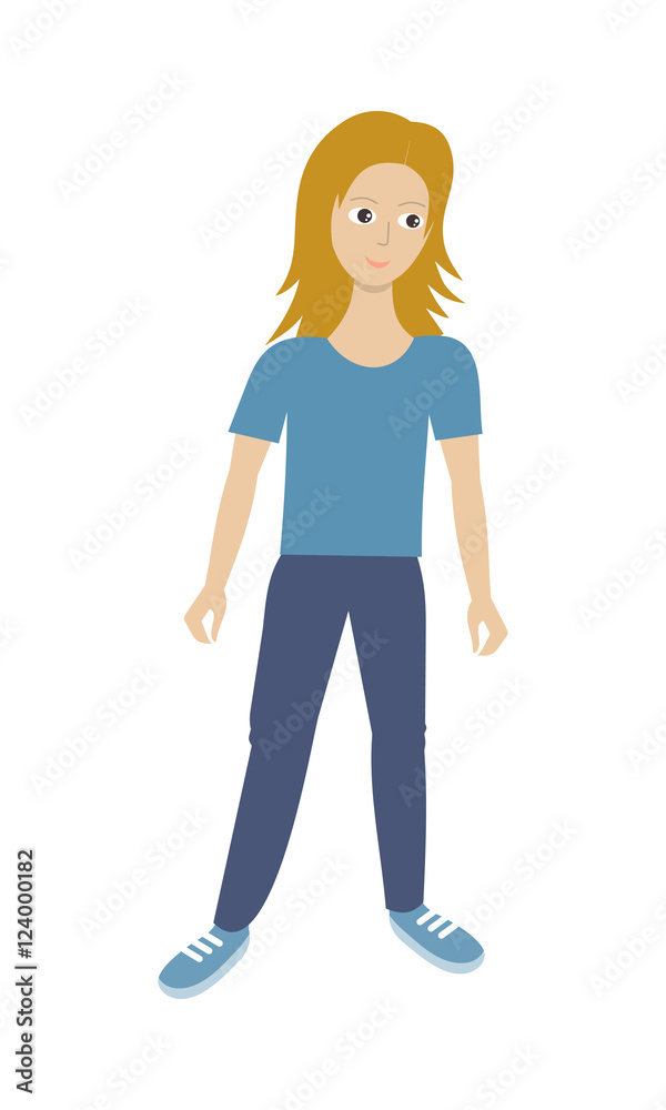 Woman Character Vector Illustration in Flat Style
