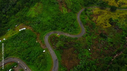 aerial view of Curve Road zigzag in the hill at Phu Tub berk mountain, Unseen in Thailand photo