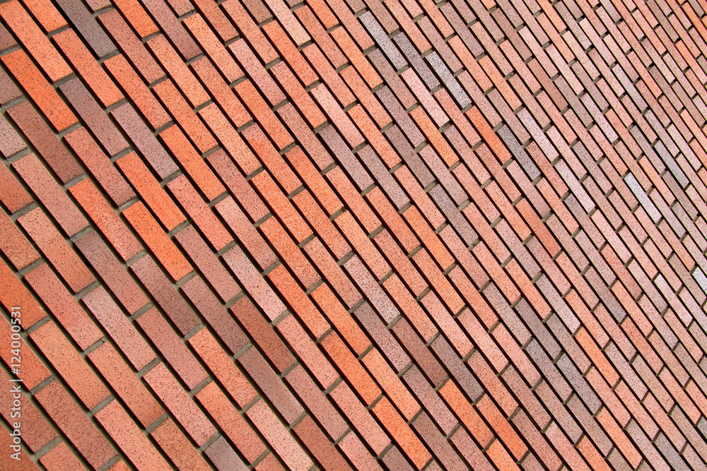 Red brick wall, background, diagonal position, texture Red brick wall, background, diagonal position, texture