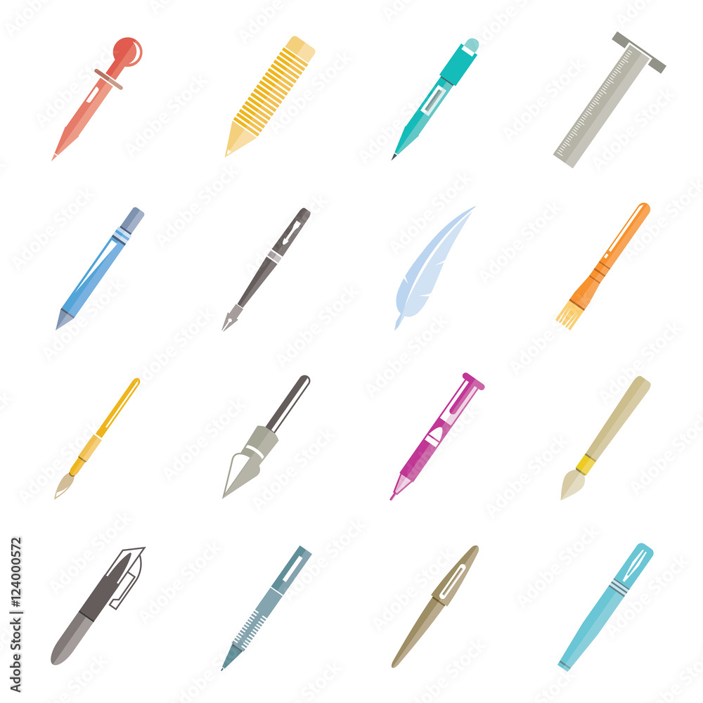 writing tool icons, stationery icons writing tool icons, stationery icons