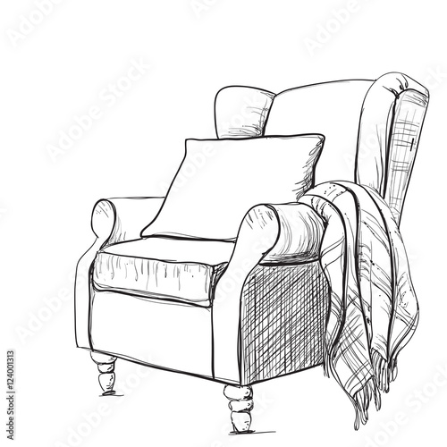 Cozy armchair and warm blanket