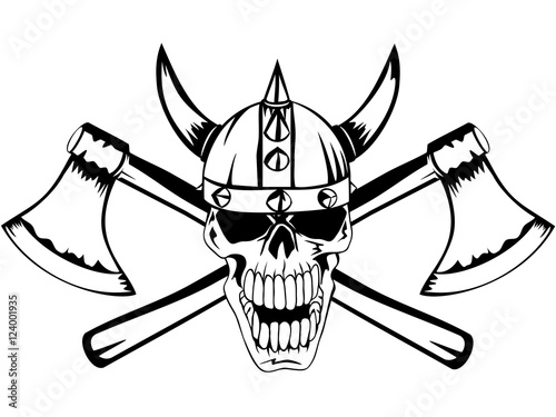 skull with axes
