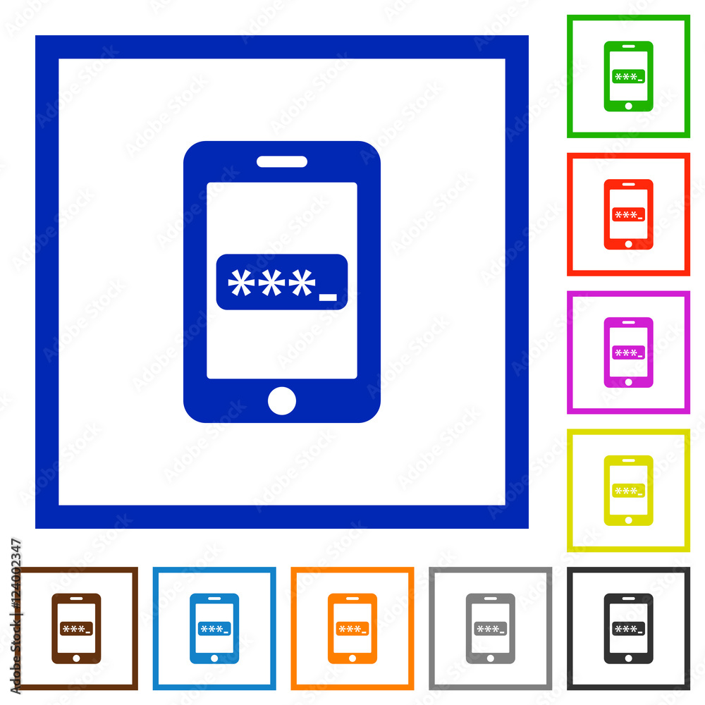 Mobile access framed flat icons Mobile access framed flat icons