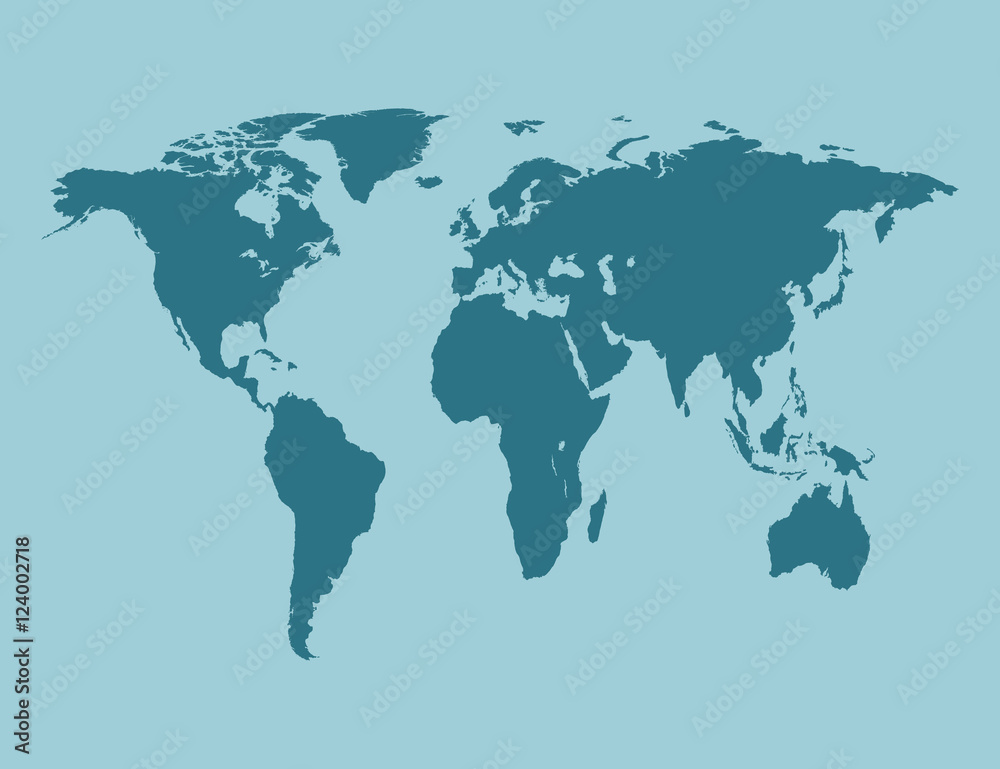 Blue Political World Map Illustration