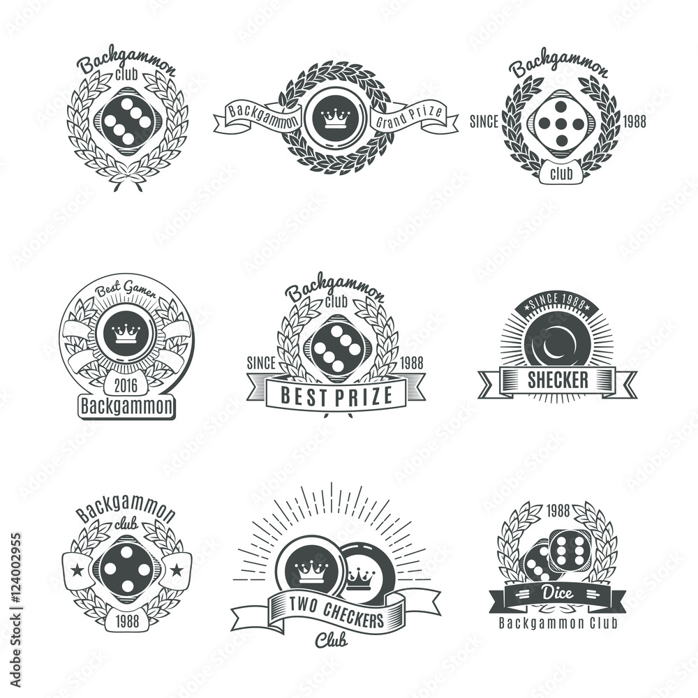 Obraz premium Backgammon Clubs Vintage Style Emblems