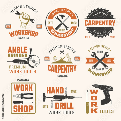 Work Tools Retro Style Emblems