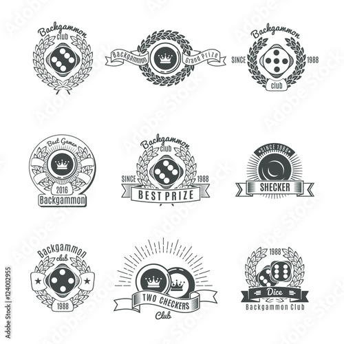 Backgammon Clubs Vintage Style Emblems
