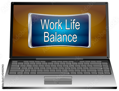 Laptop computer with Work Life Balance button - 3D illustration © wwwebmeister