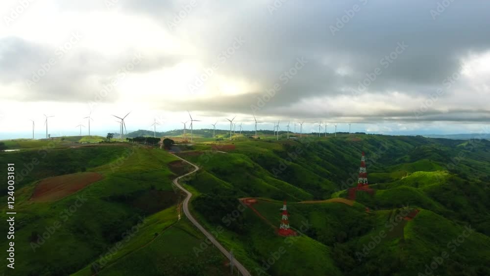 Aerial view of Electrical Eco power maker wind turbine in Thailand. Aerial view of Electrical Eco power maker wind turbine in Thailand.