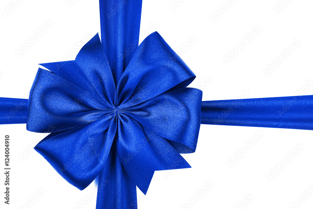 Blue ribbon with bow isolated on white Blue ribbon with bow isolated on white