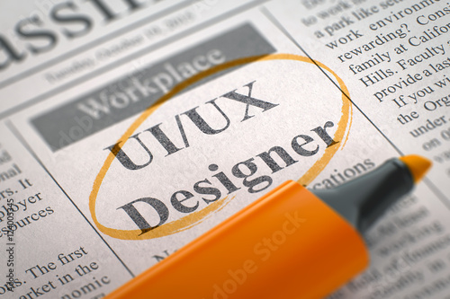 Now Hiring UIUX Designer. 3D. photo