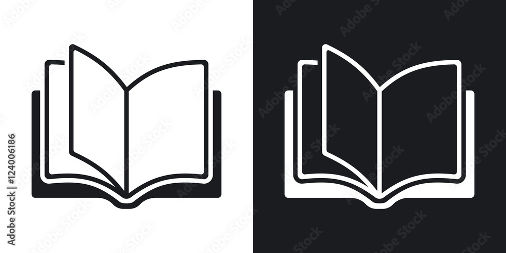 Vector open book icon. Two-tone version on black and white background Vector open book icon. Two-tone version on black and white background