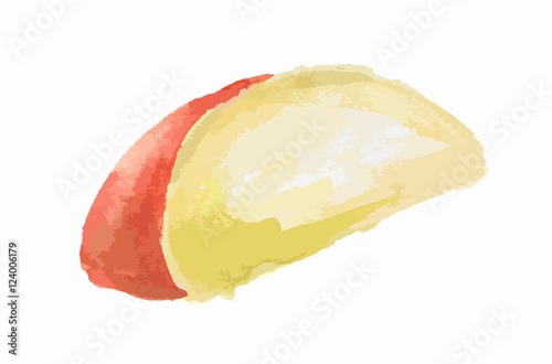 Isolated watercolor cheese on white background. Tasty and healthy snack. Dairy gourmet food.
