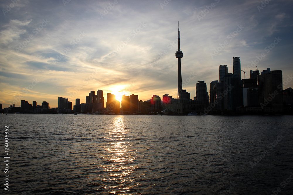 Sunset in Toronto panorama, Canada