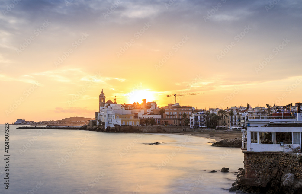 Beautiful Sitges at sunset, Catalonia, Spain Beautiful Sitges at sunset, Catalonia, Spain