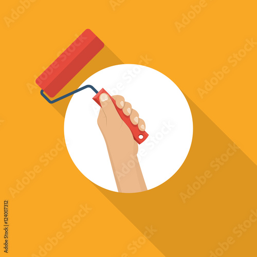 paint roller in hand icon