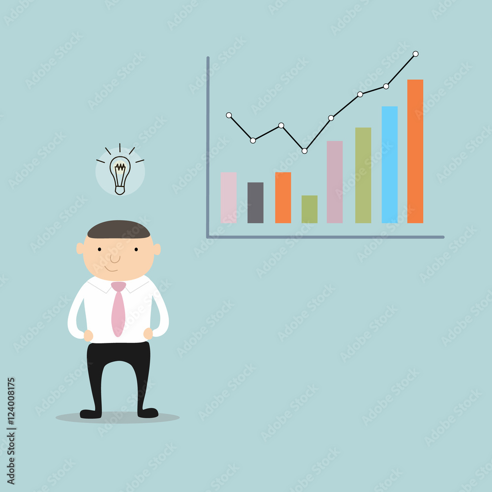 businessman with the idea of near growing chart businessman with the idea of near growing chart