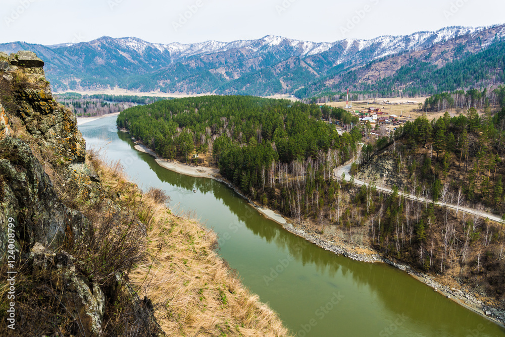 Katun' river overview, Altai, Russia
