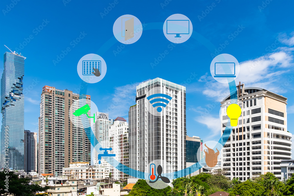 Smart Building and Internet of Things concept. Smart building ...